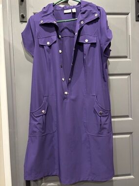 Chico's Violet Shirt Dress with Utility Pockets